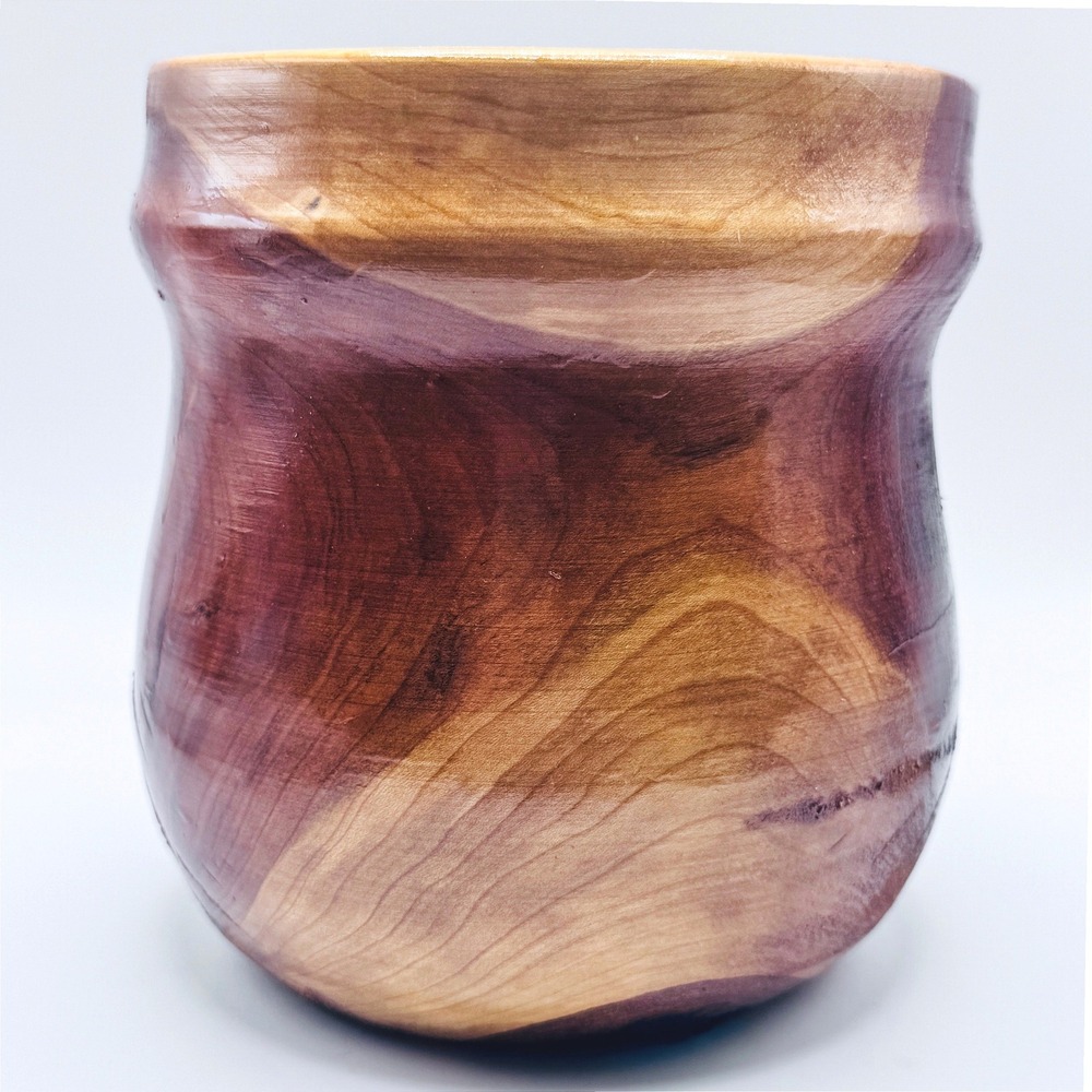 Vintage Rustic Hand Turned Wooden Vase Bowl‎ Burl Wood Folk Art Primitive Decor